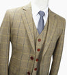Cream White Tweed With Blue Windowpane 3 Piece Suit