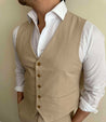 Sand Brown Linen Waistcoat