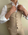 Sand Brown Linen Waistcoat