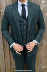 Teal Green 3 Piece Tweed Men's Suit