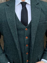 Teal Green 3 Piece Tweed Men's Suit