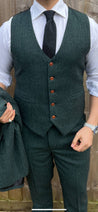 Teal Green 3 Piece Tweed Men's Suit