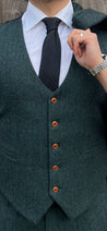 Teal Green 3 Piece Tweed Men's Suit